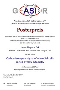 Die Urkunde zum ASI-Posterpreis 2007 an Magnus Eek